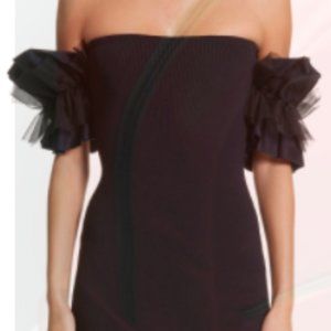 New Black Ruffle Sleeve Sachin Babi Evening Dress